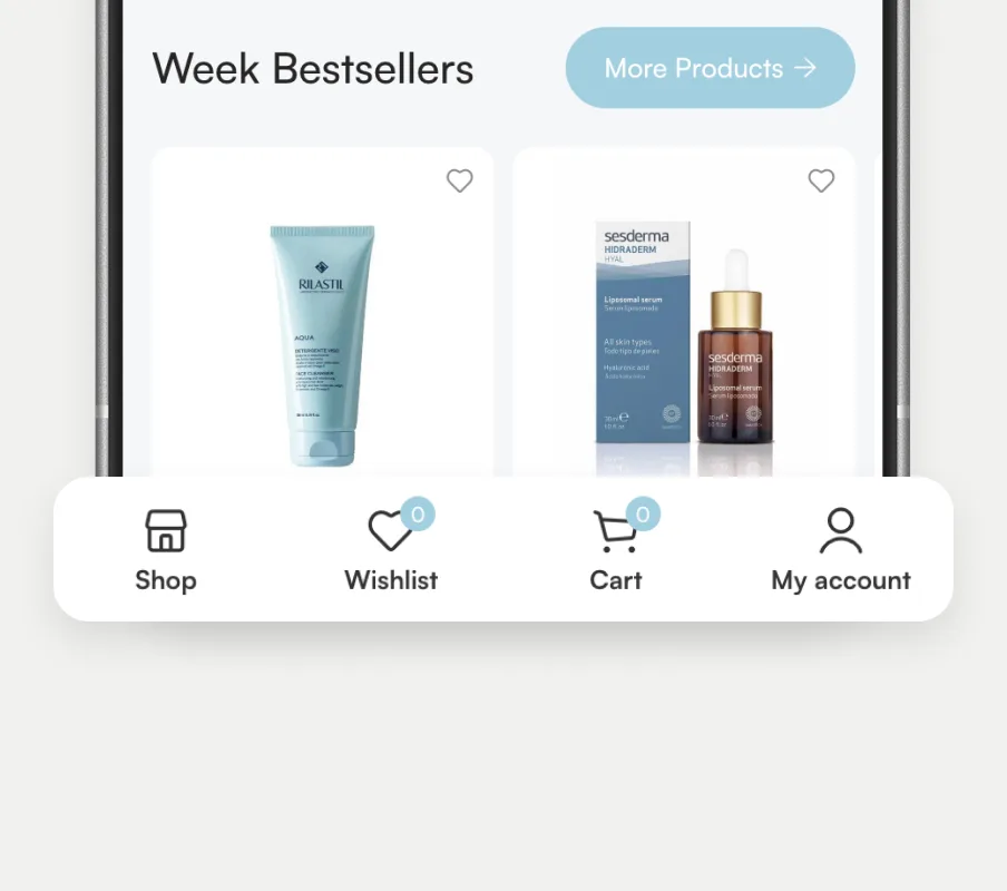 Mobile store with a sticky bottom navigation bar