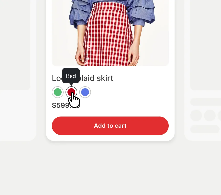 Product card with color swatches that switch the product image