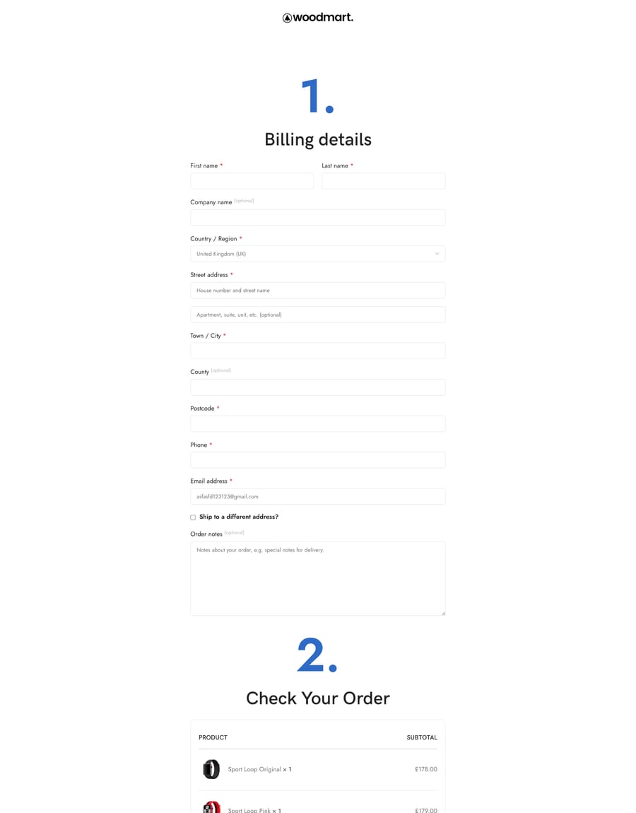 Accessories Checkout page
