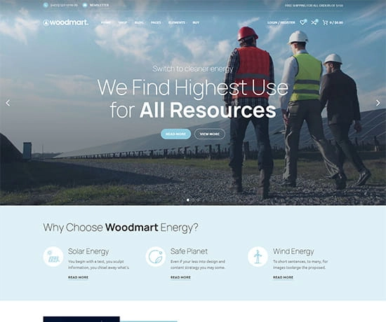 Alternative Energy prebuilt website preview