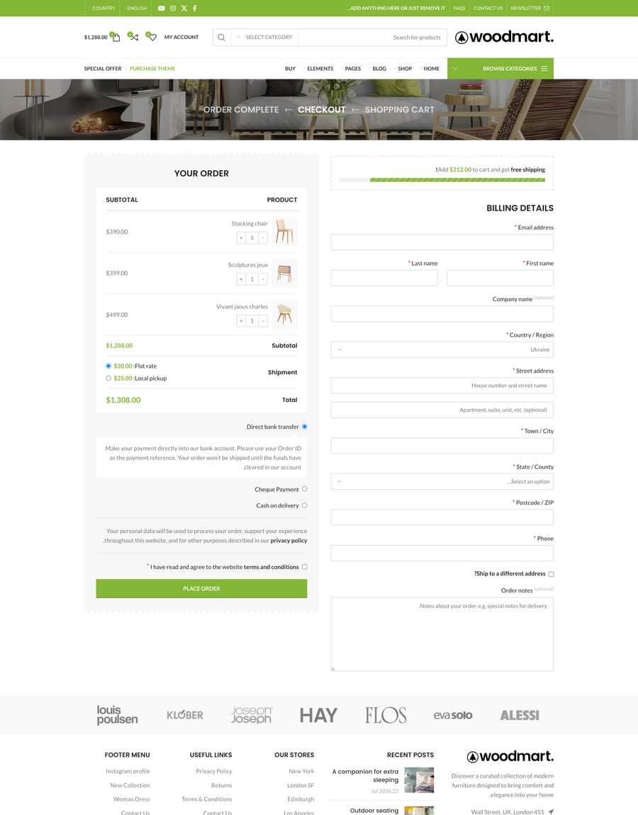 RTL Checkout page
