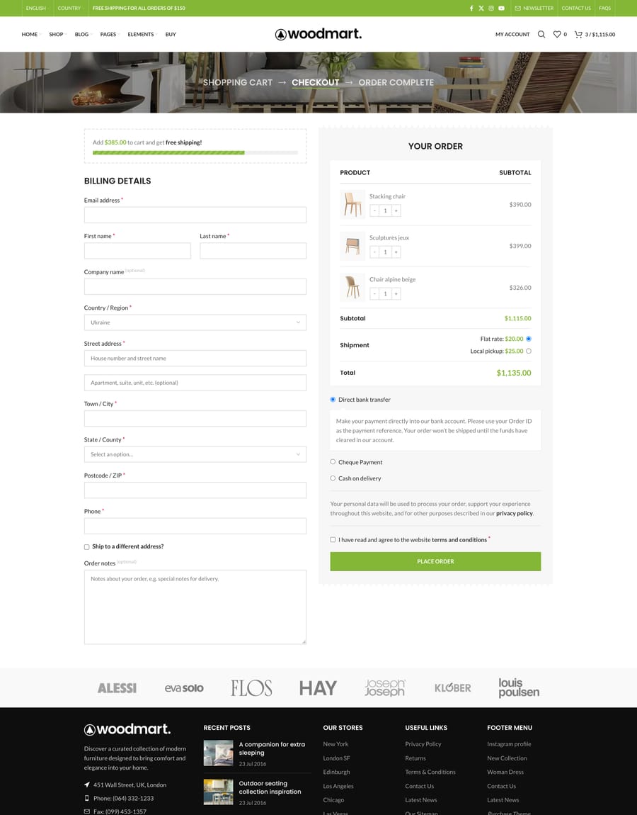 Basic Checkout page