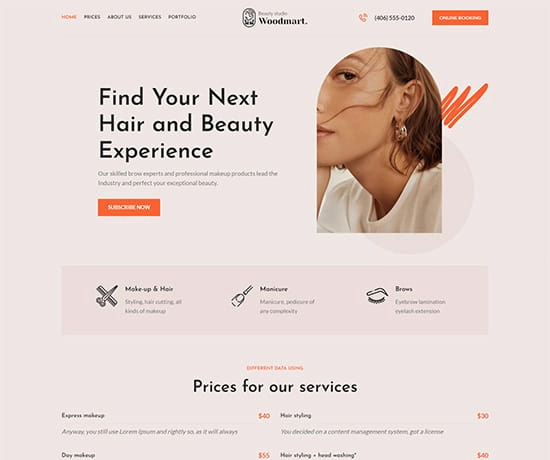 Beauty prebuilt website preview