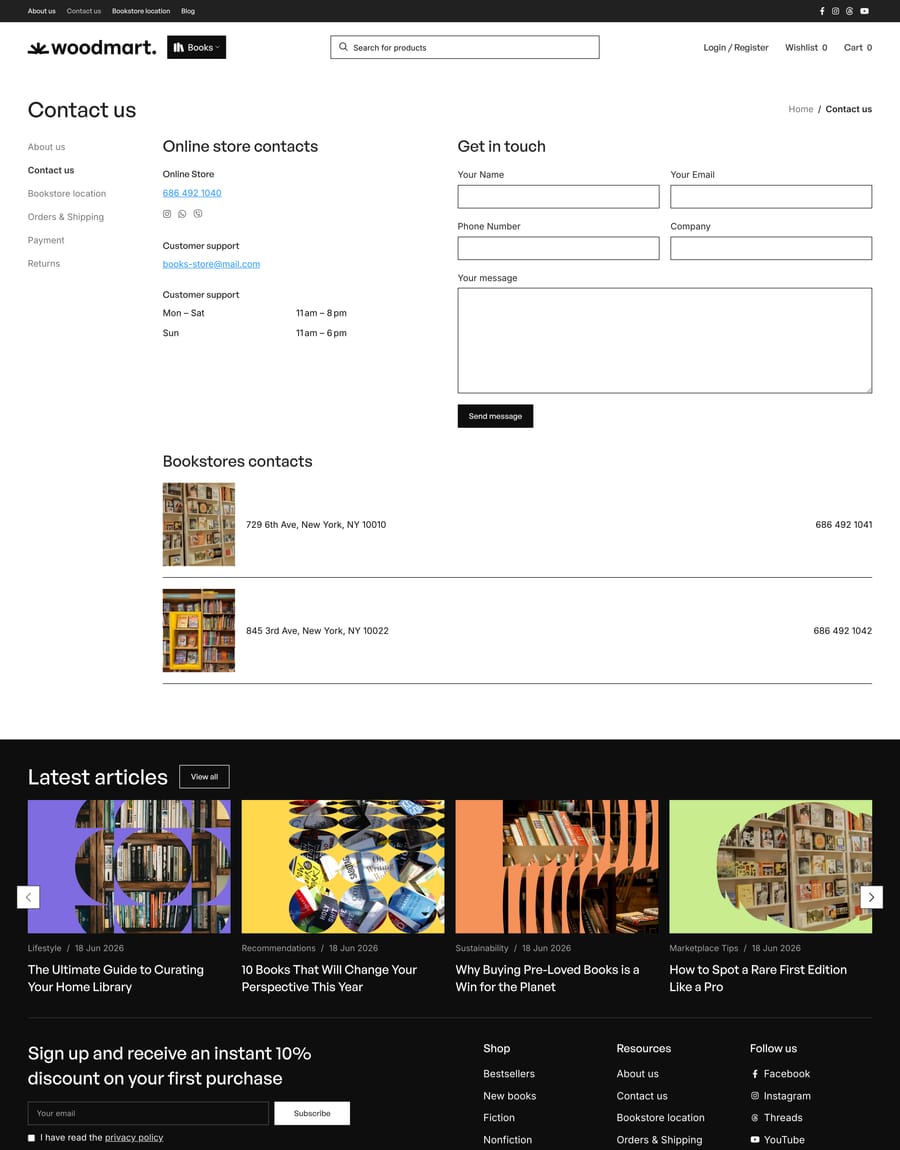 Books 2 Contact us page