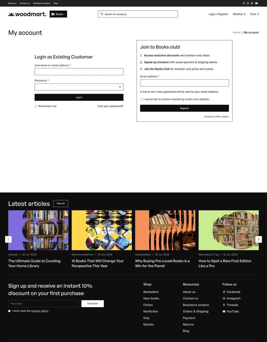 Books 2 Login register page