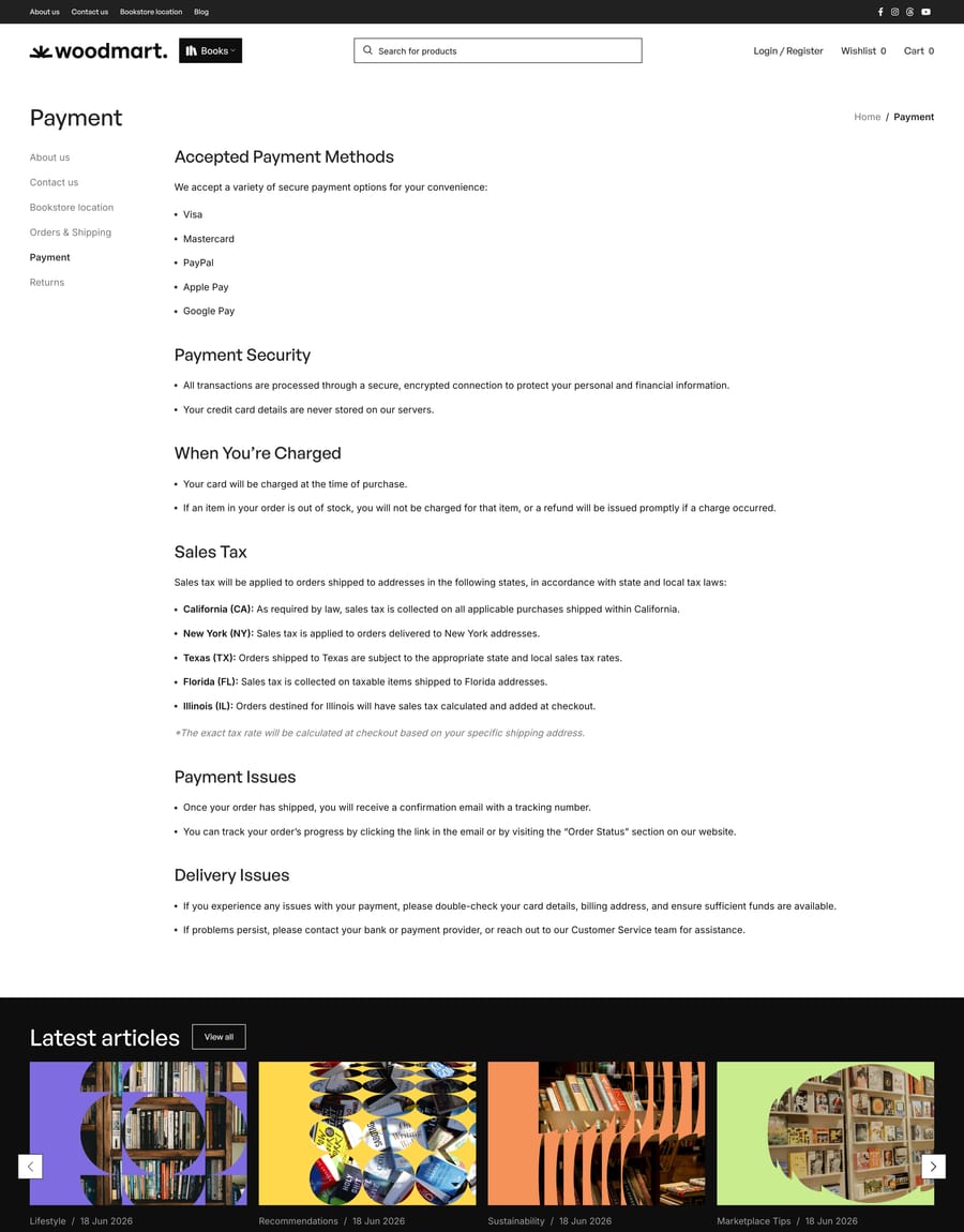 Books 2 Payment page