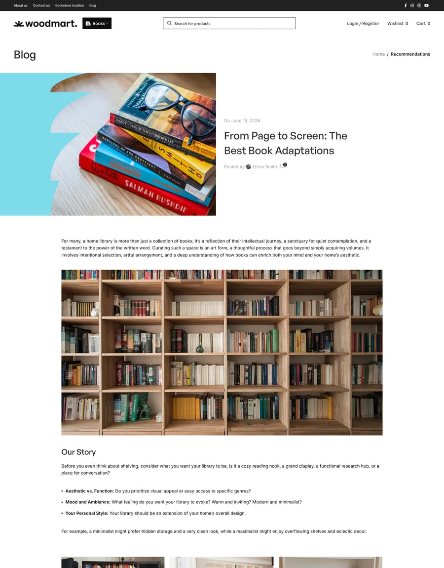 Books 2 Blog post page