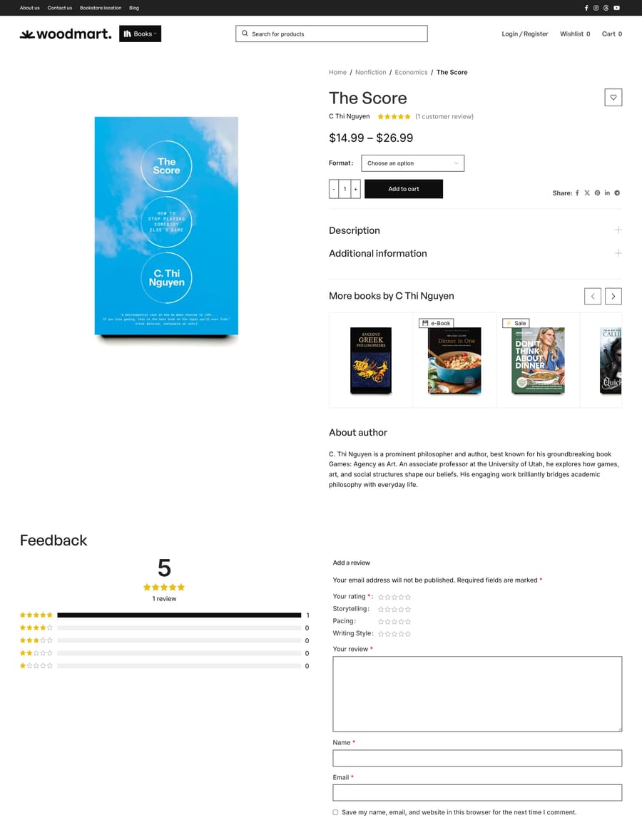 Books 2 Product page