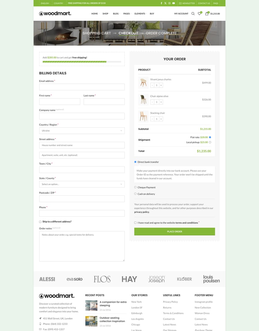 Layout boxed Checkout page