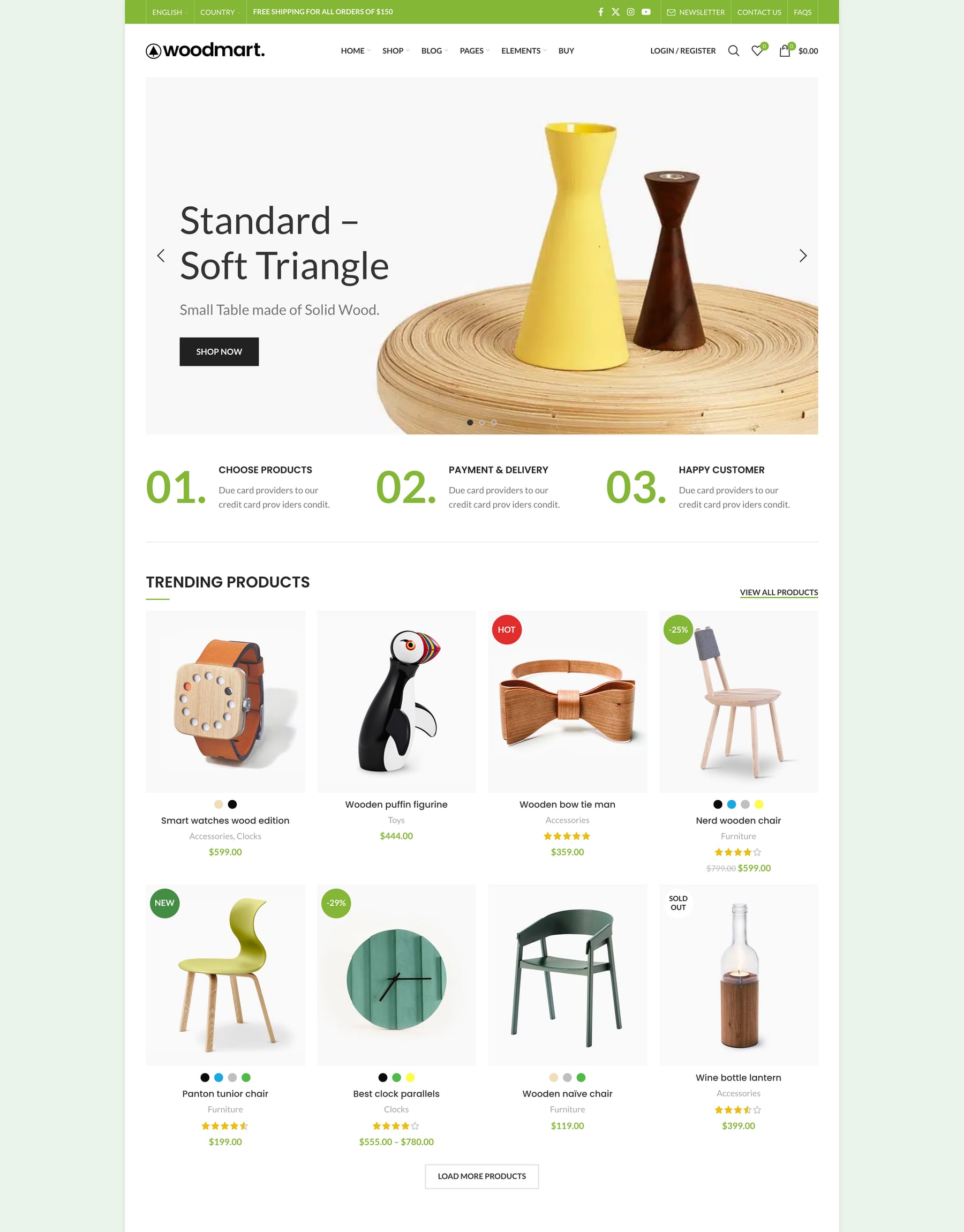 Layout boxed prebuilt website home page