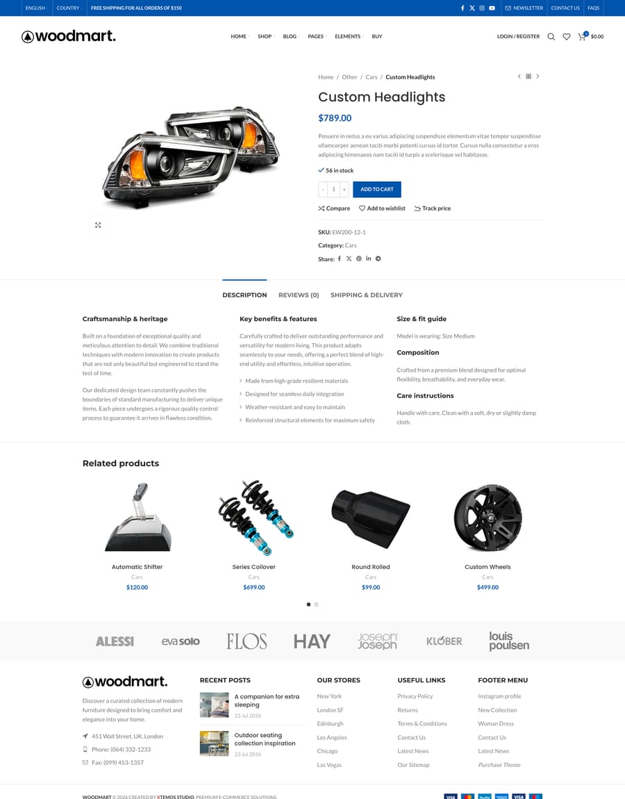 Cars Product page