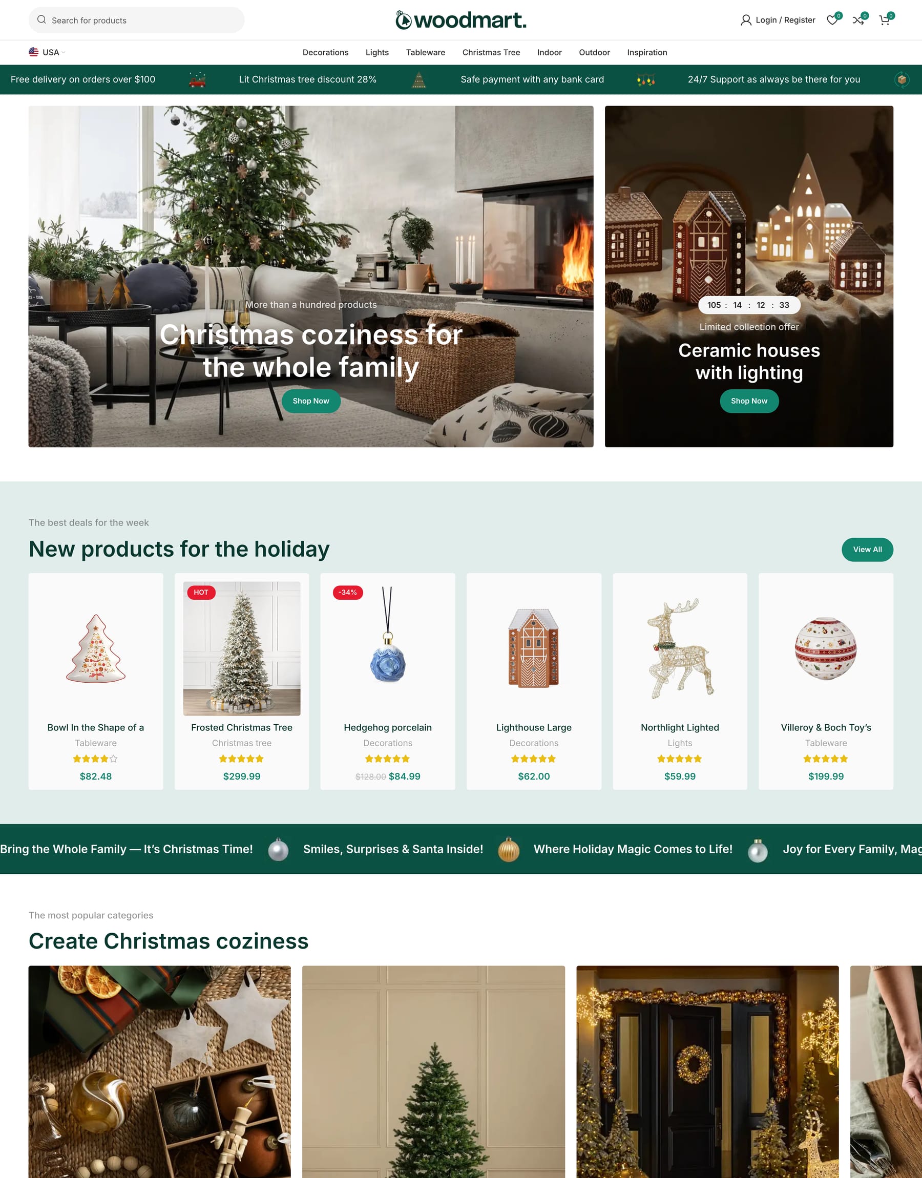 Christmas 2 demo home page: Christmas shop WooCommerce theme