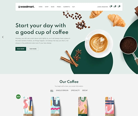 Coffee prebuilt website preview