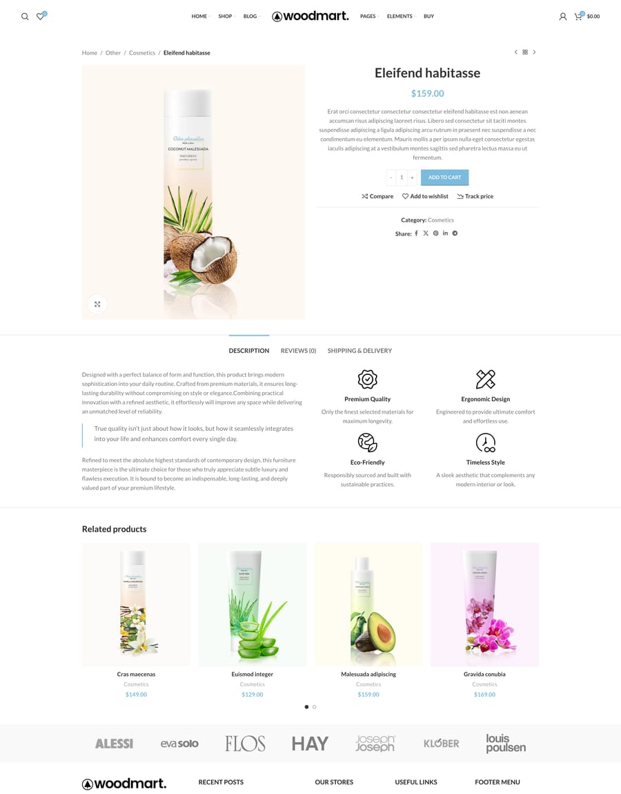 Cosmetics Product page