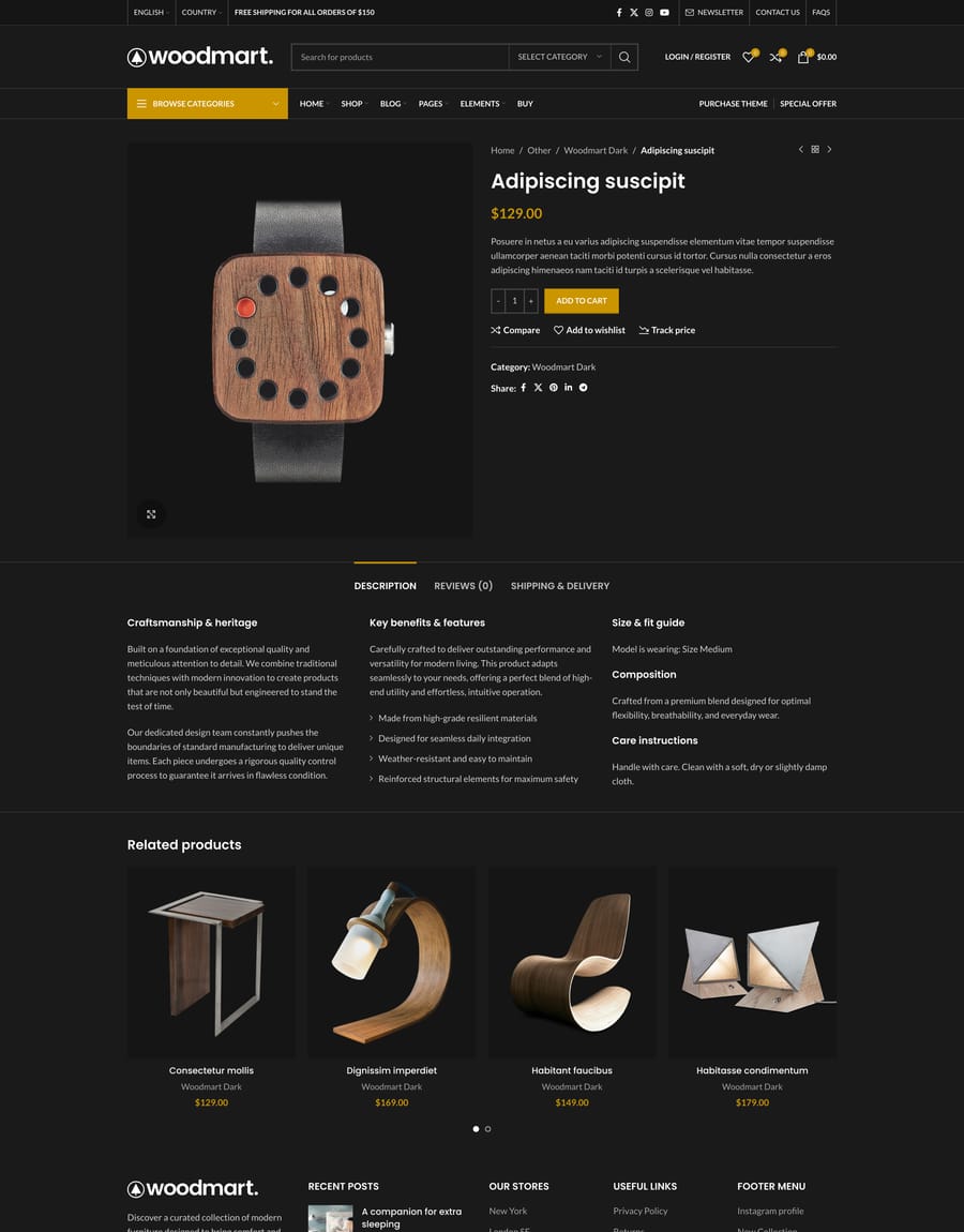 Dark Product page
