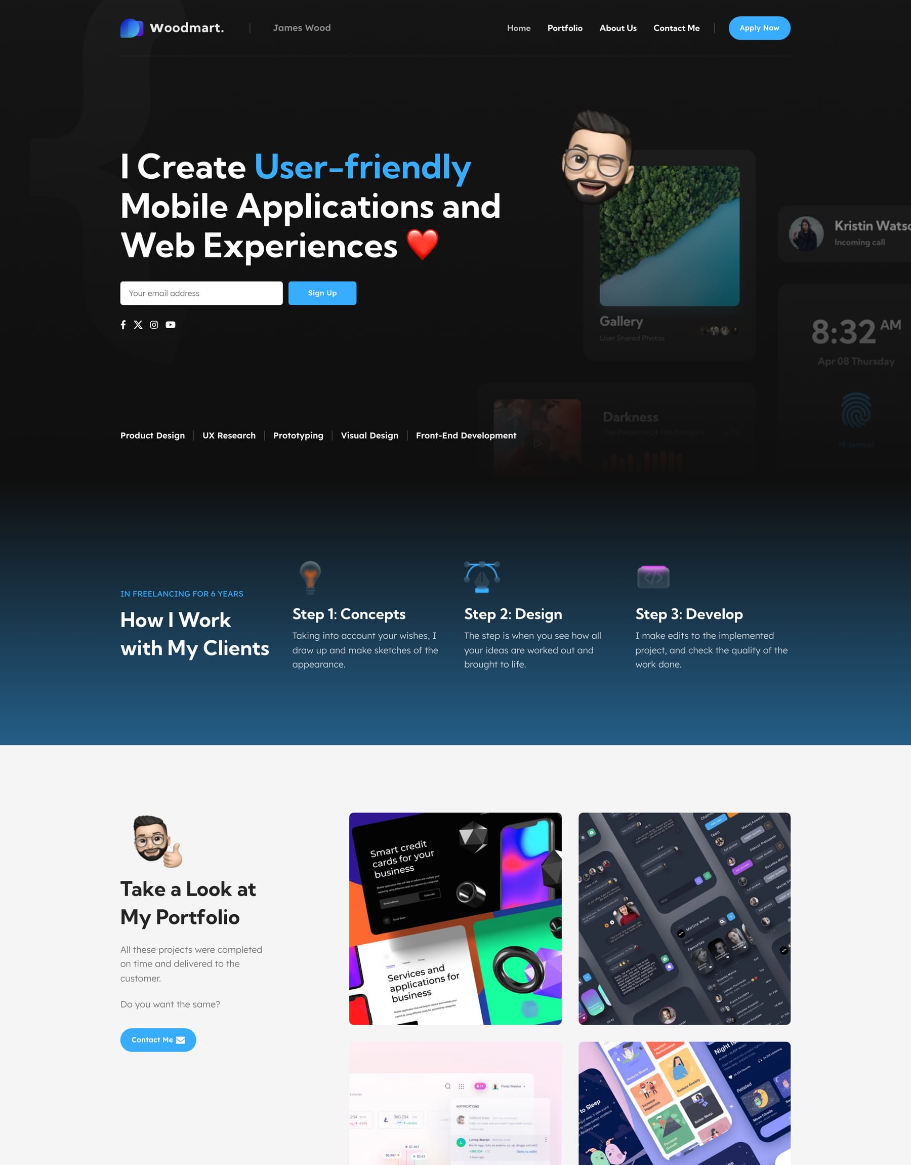 Developer demo home page: Developer portfolio WordPress theme
