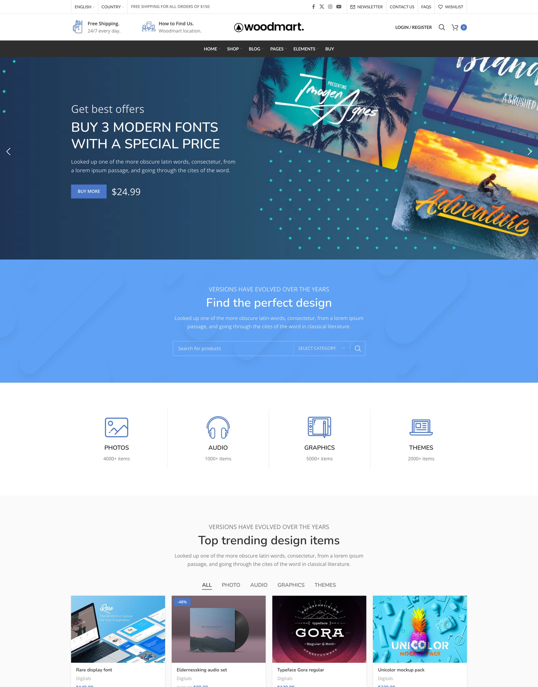Digitals demo home page: Digital products WooCommerce theme