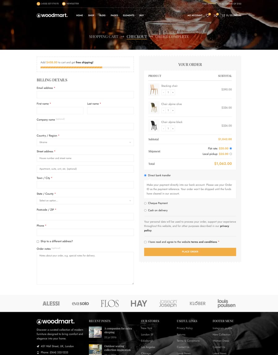 Drinks Checkout page