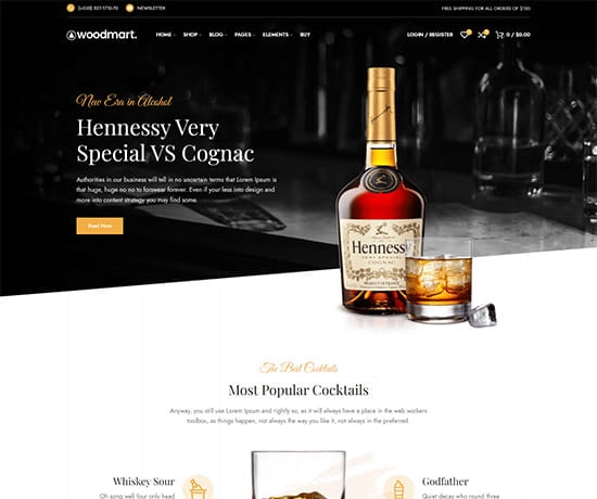 Drinks prebuilt website preview