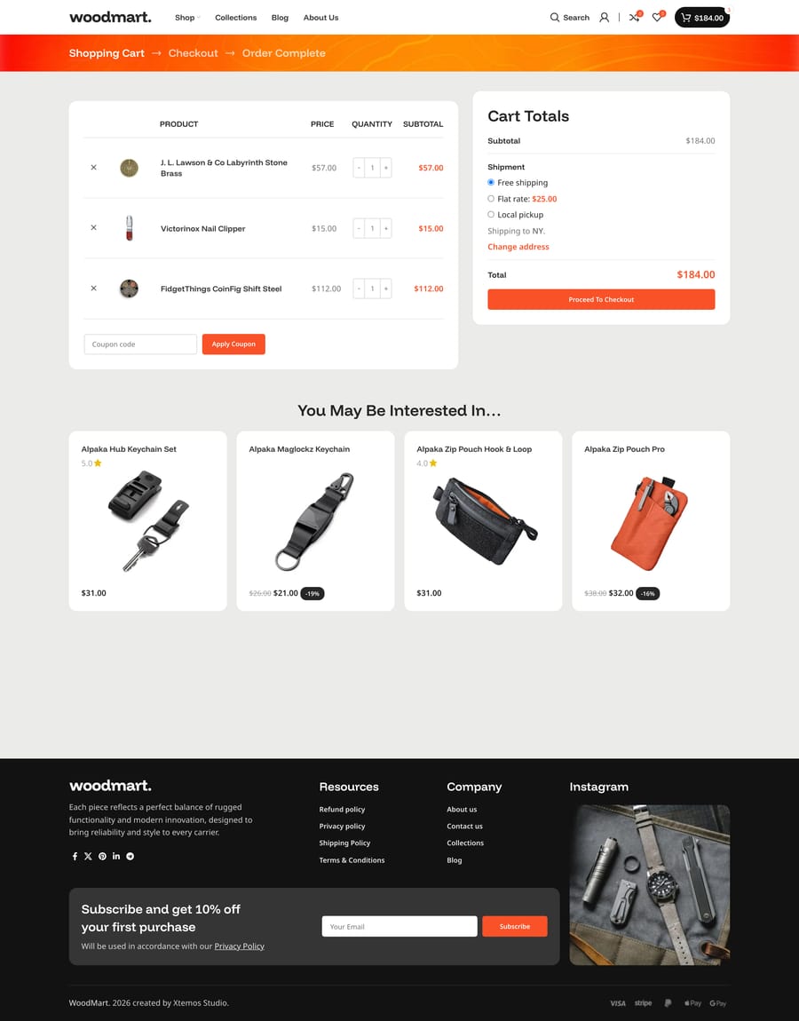 EDC Cart page