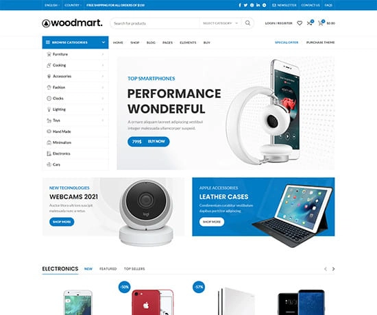 Electronics prebuilt website preview