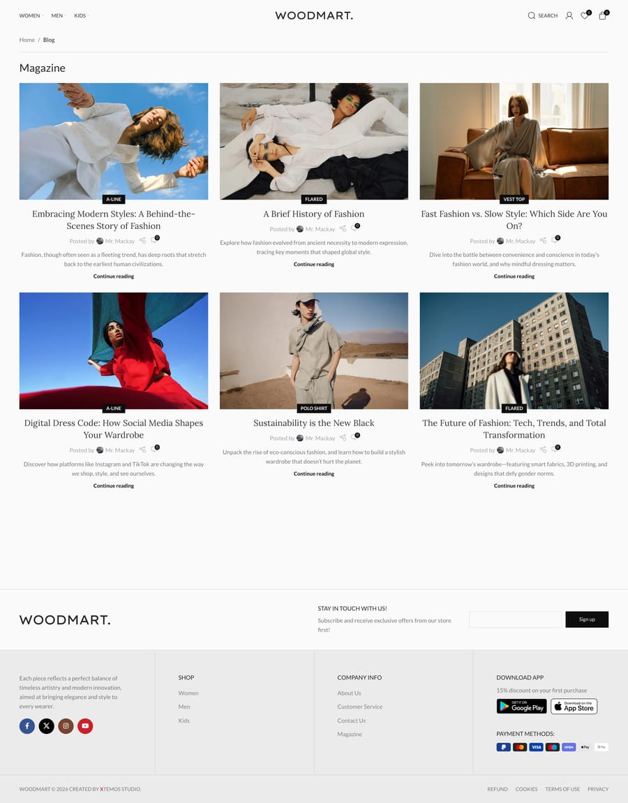Fashion 2 Blog page