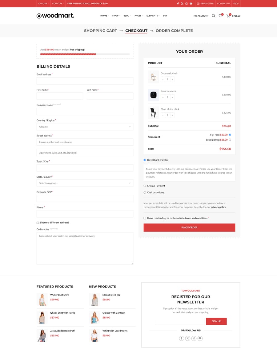 Fashion Checkout page