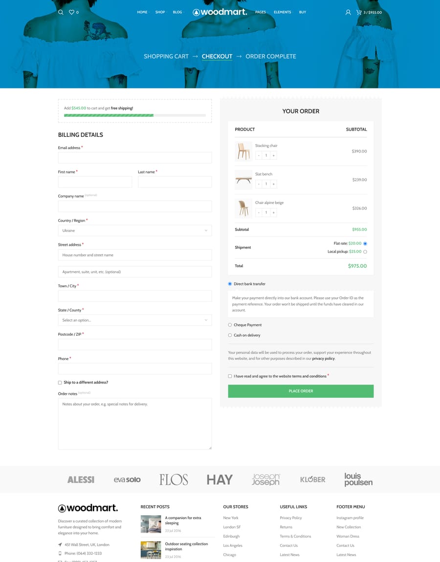 Fashion Color Checkout page