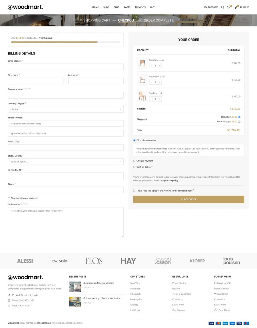 Fashion Flat Checkout page