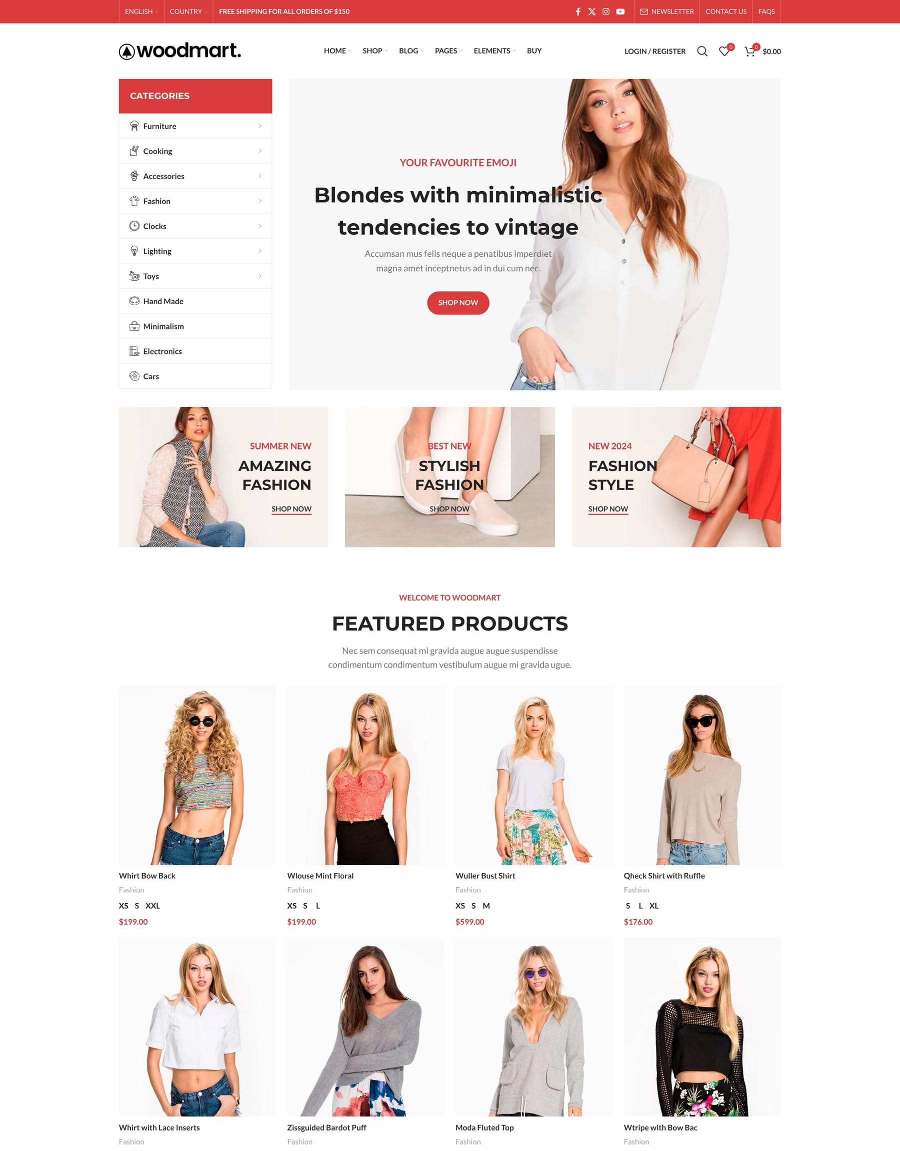 Fashion demo home page: Fashion WooCommerce theme