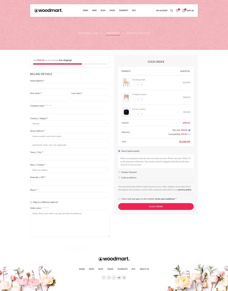 Flowers Checkout page