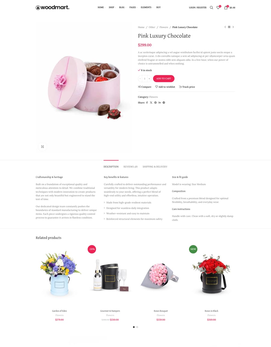 Flowers Product page