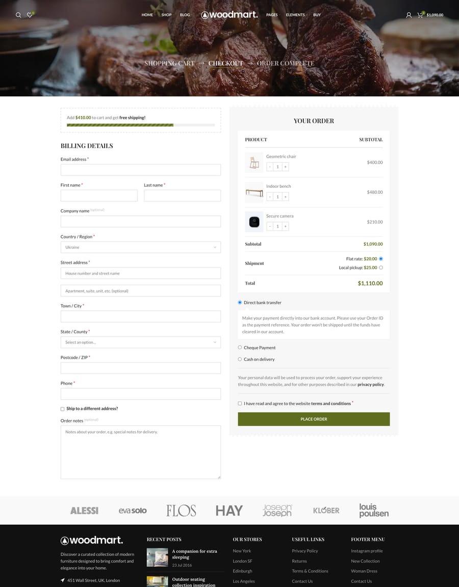 Food Checkout page