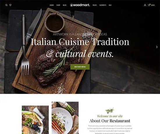 Food prebuilt website preview