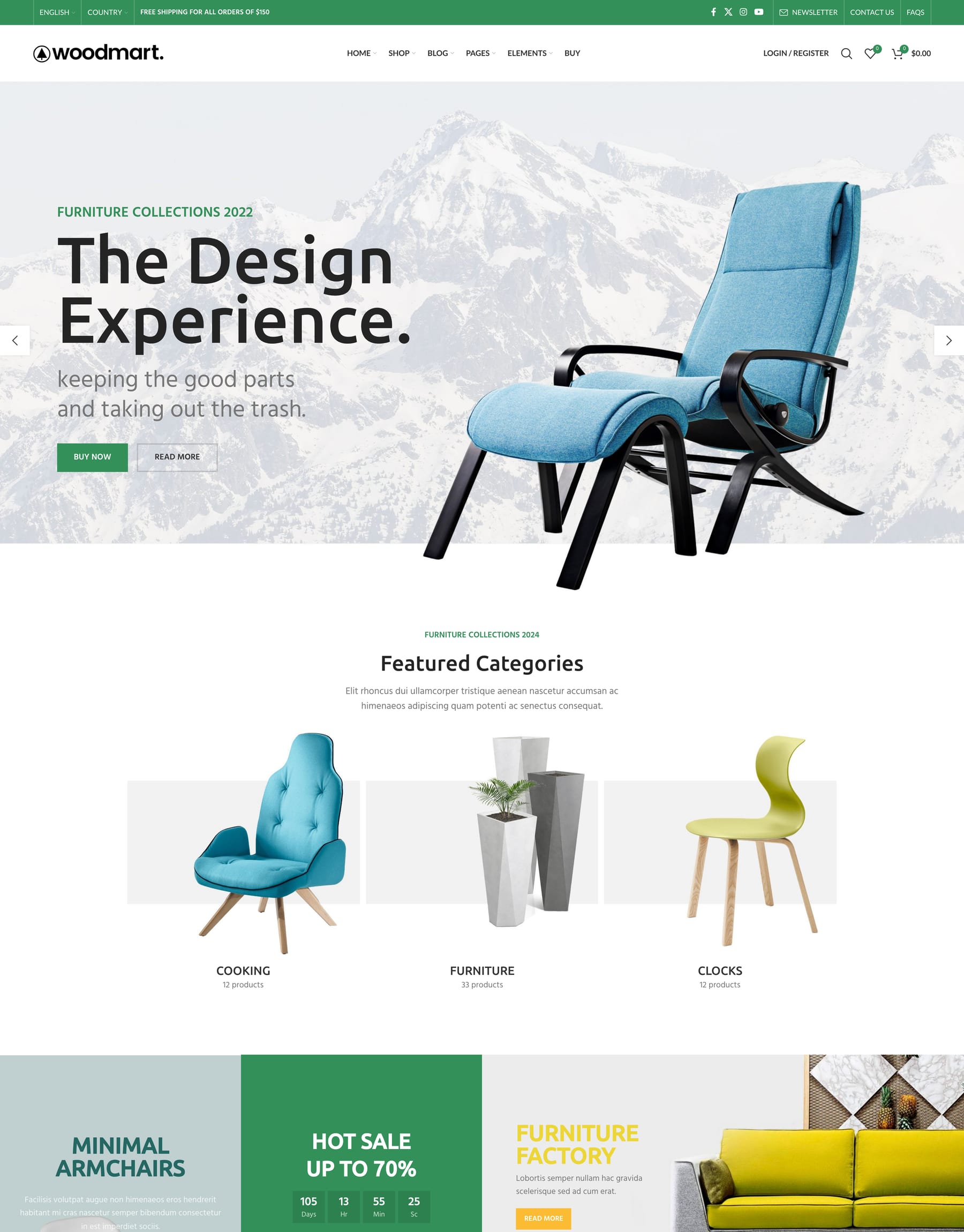 Furniture demo home page: Furniture WooCommerce theme