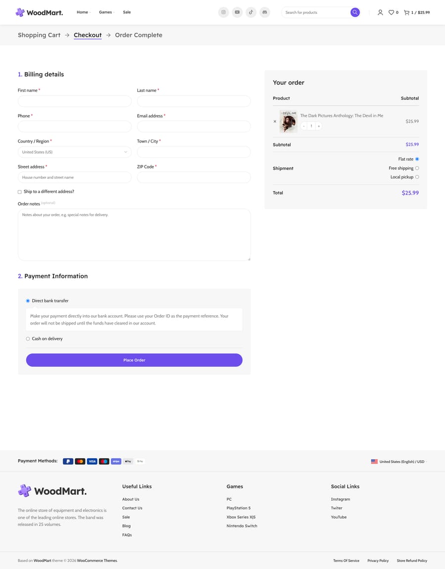 Games Checkout page