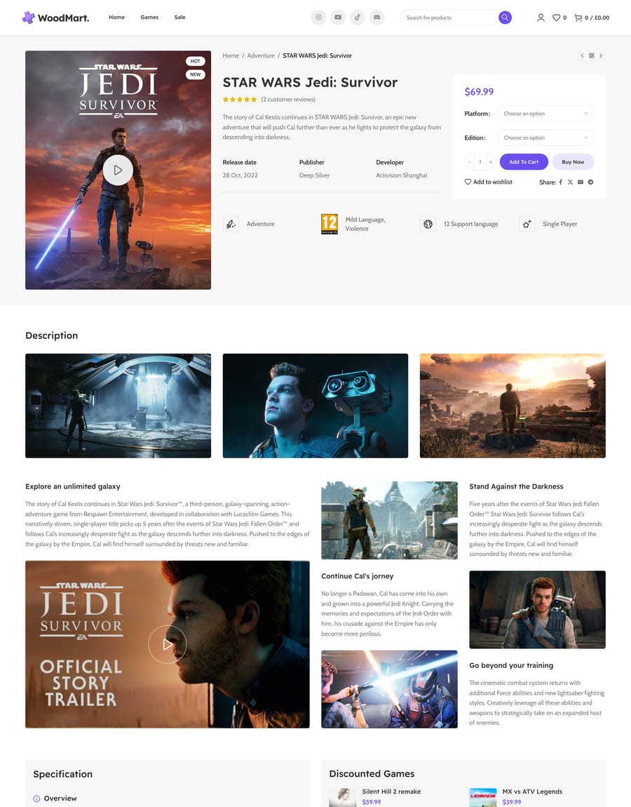 Games Product page