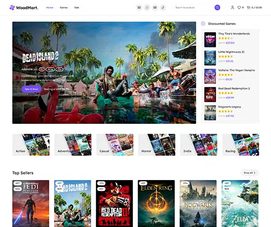 Games prebuilt website home page