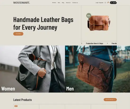 Handmade Bags prebuilt website preview