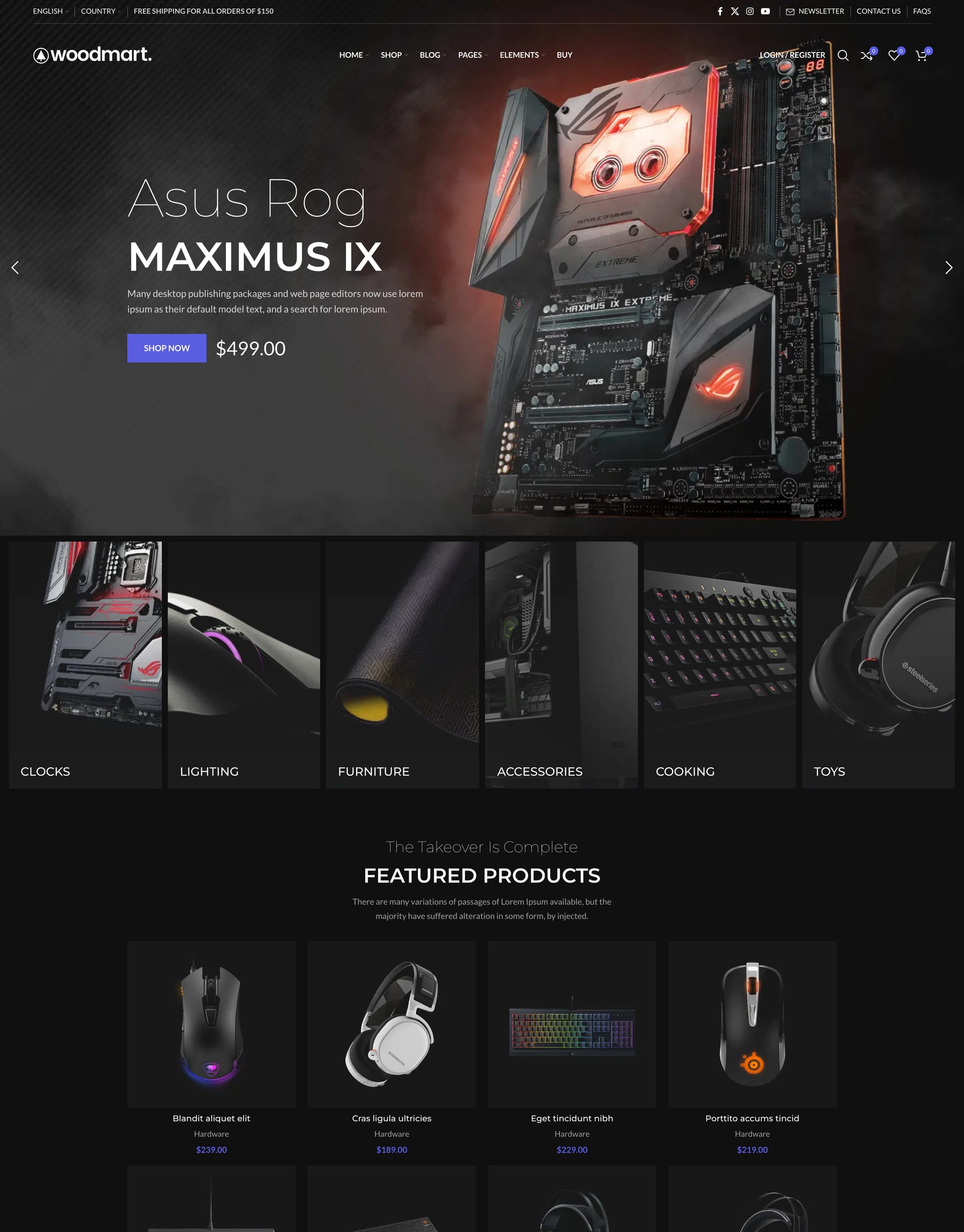 Hardware demo home page: PC hardware WooCommerce theme