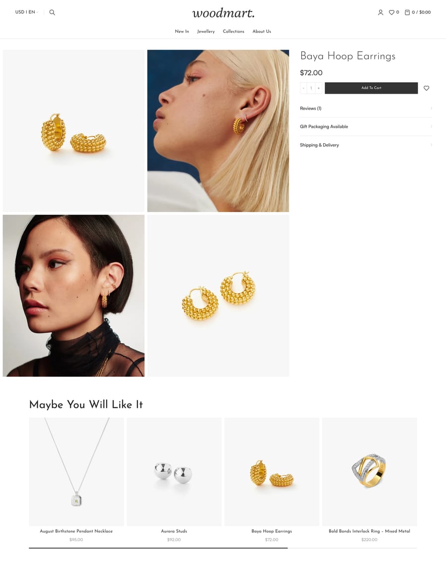 Jewellery 2 Product page