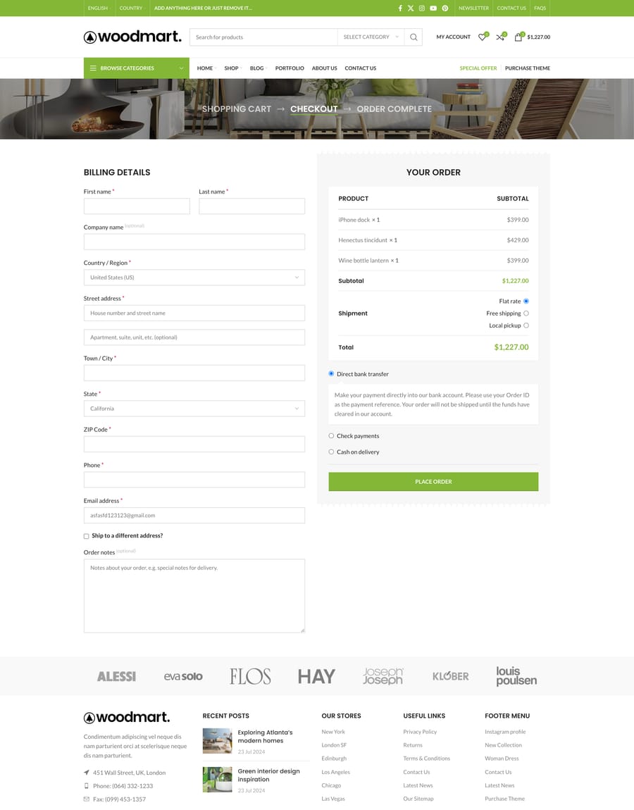 Default Checkout page