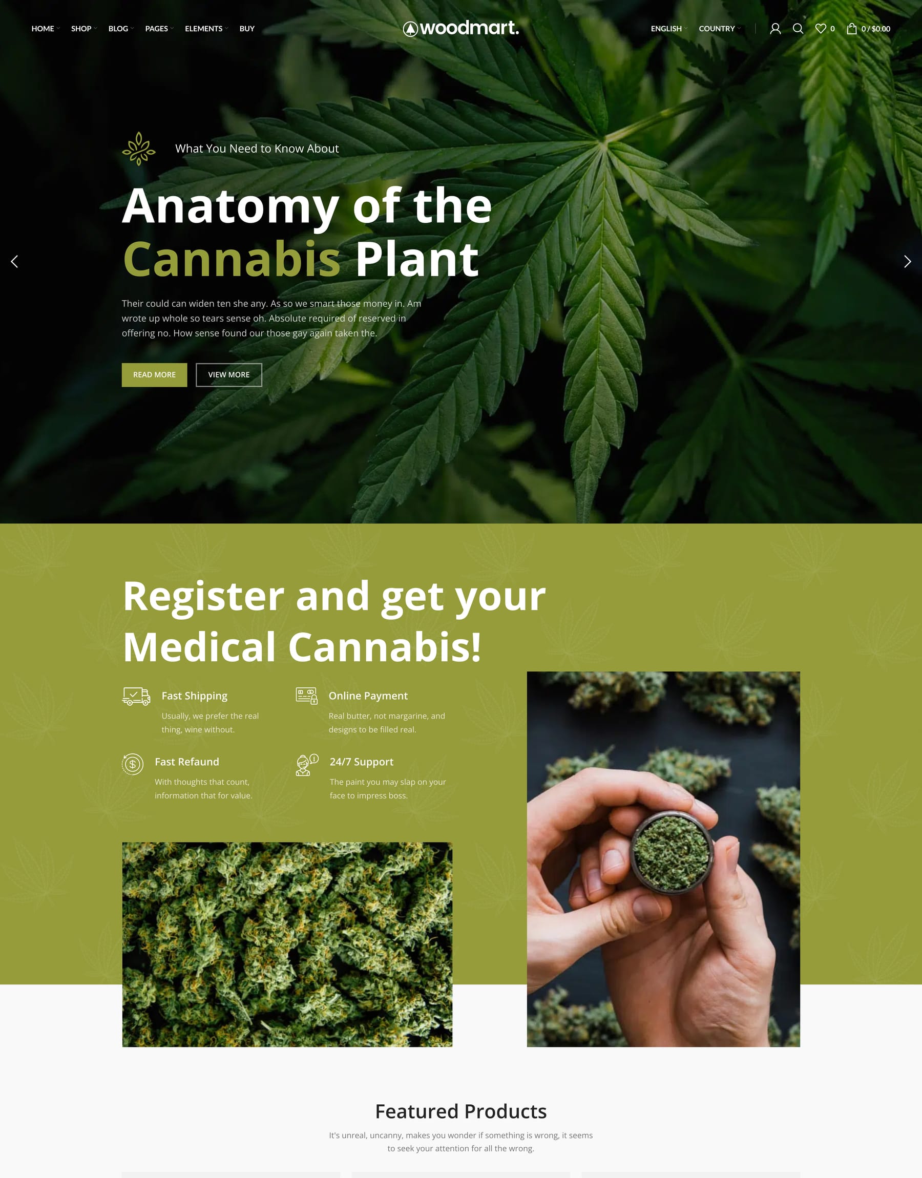 Marijuana prebuilt website home page