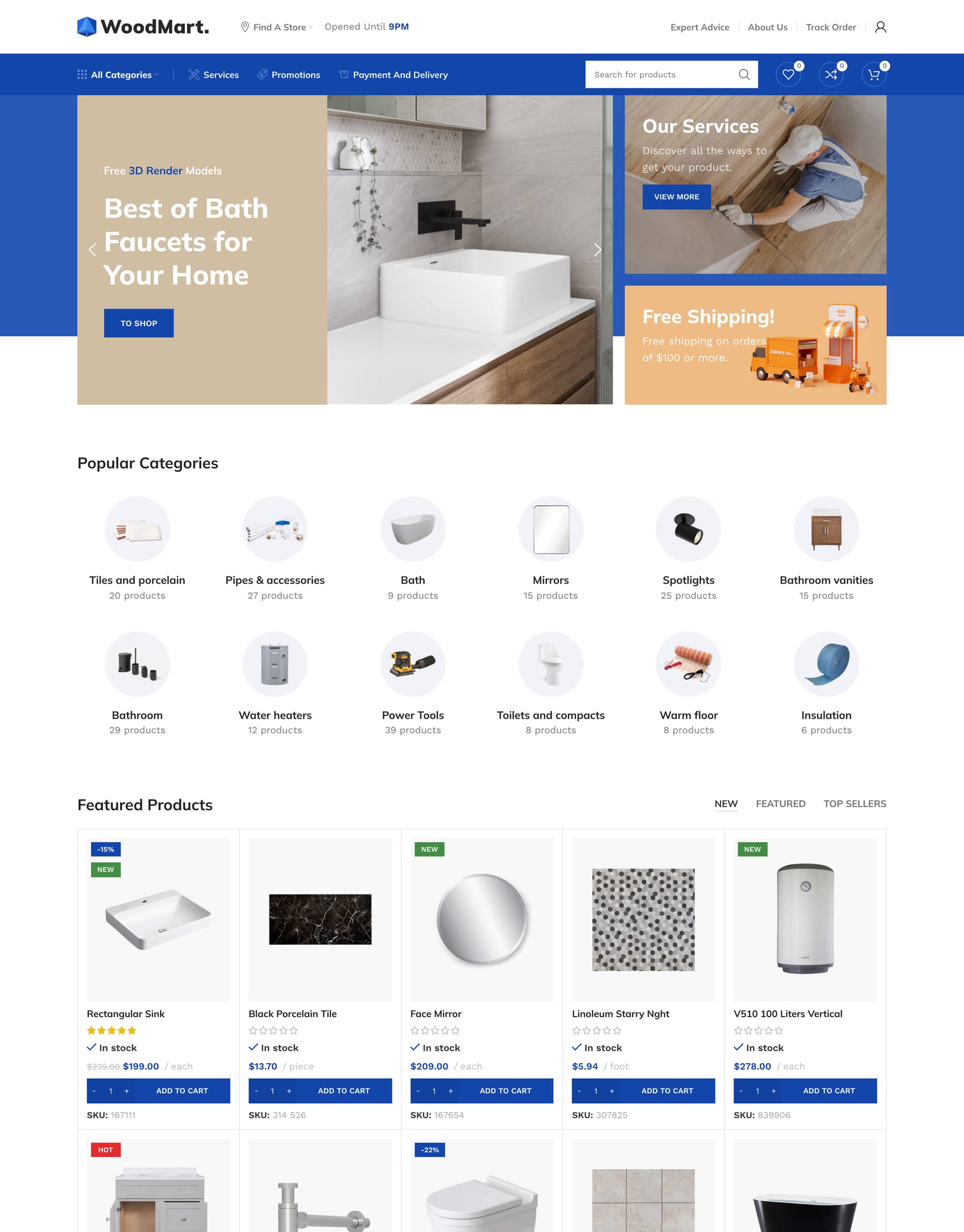 Megamarket demo home page: Megastore WooCommerce theme