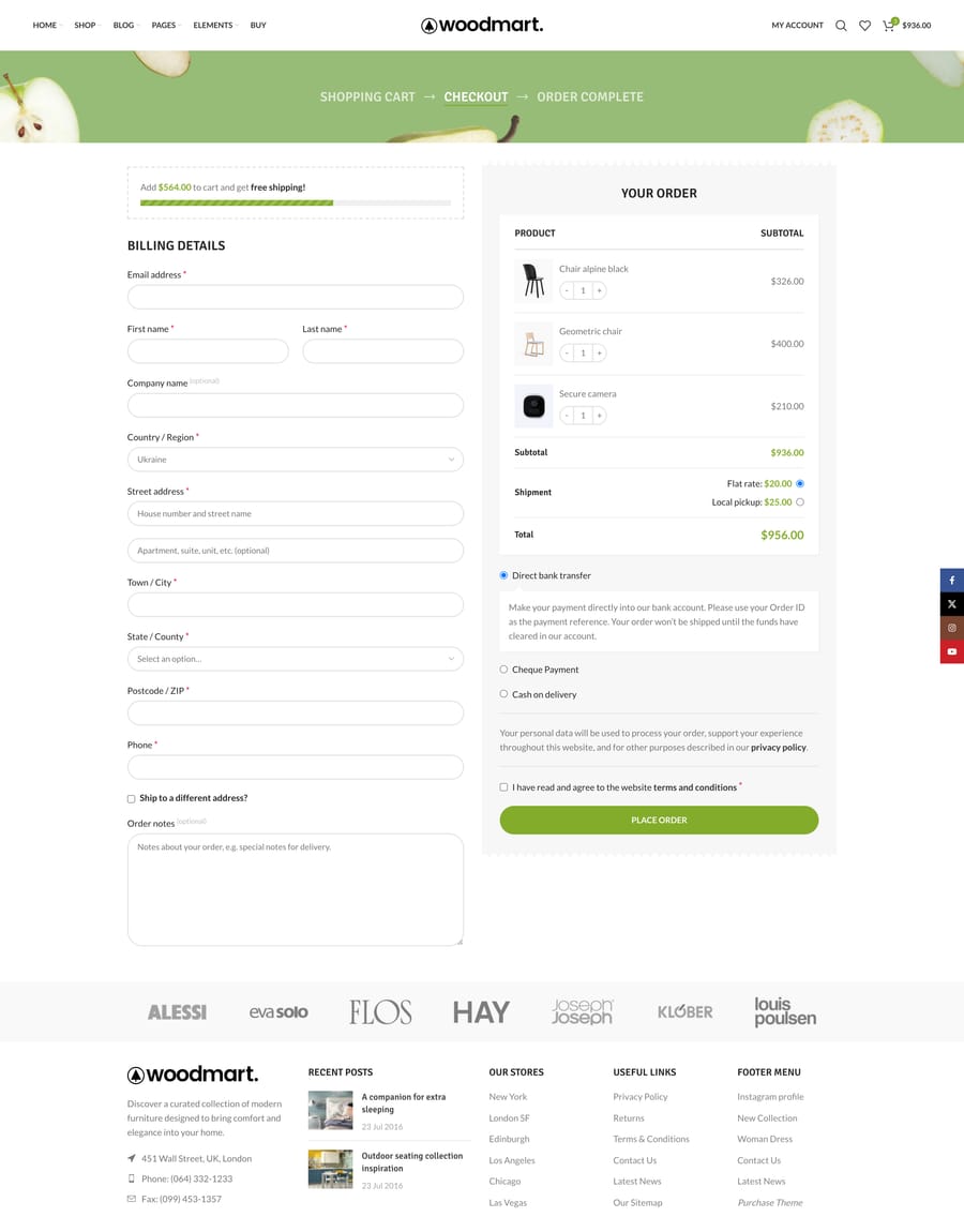 Organic Checkout page