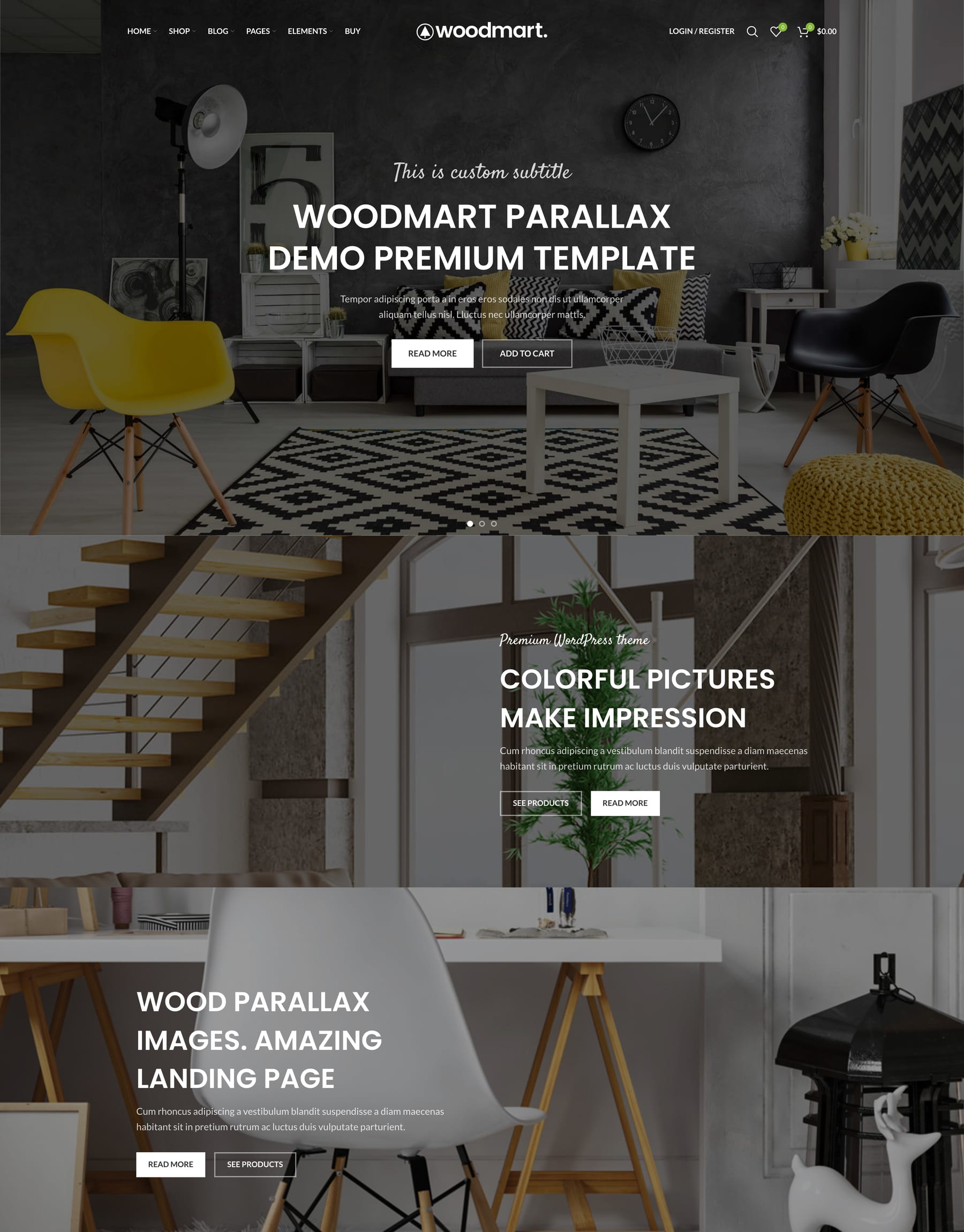 Parallax demo home page: Parallax WooCommerce theme