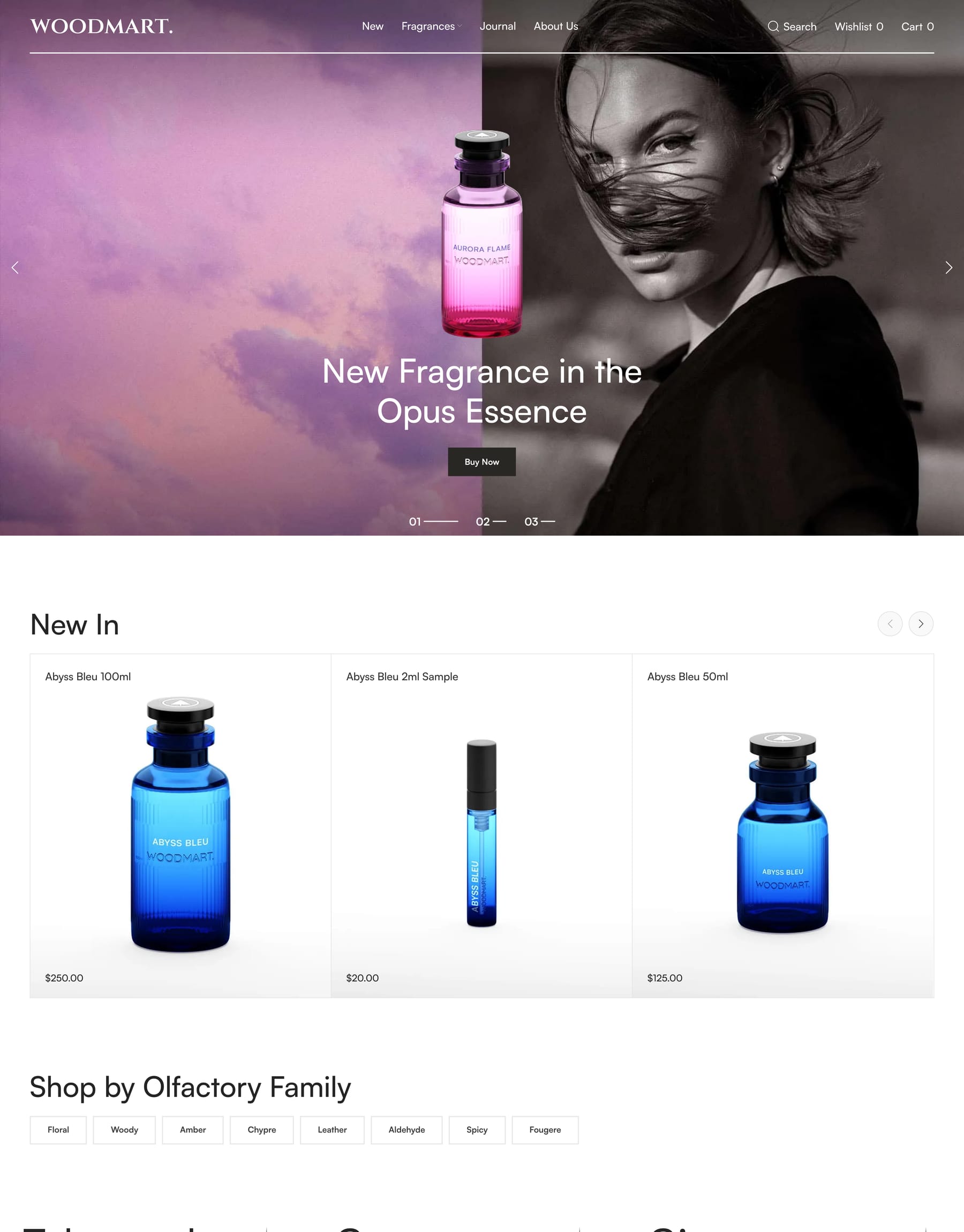 Perfumes demo home page: Perfume WooCommerce theme