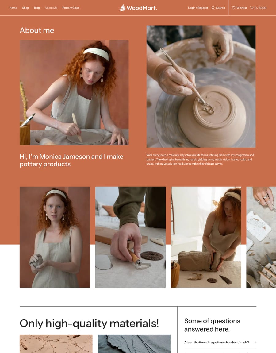 Pottery About me page