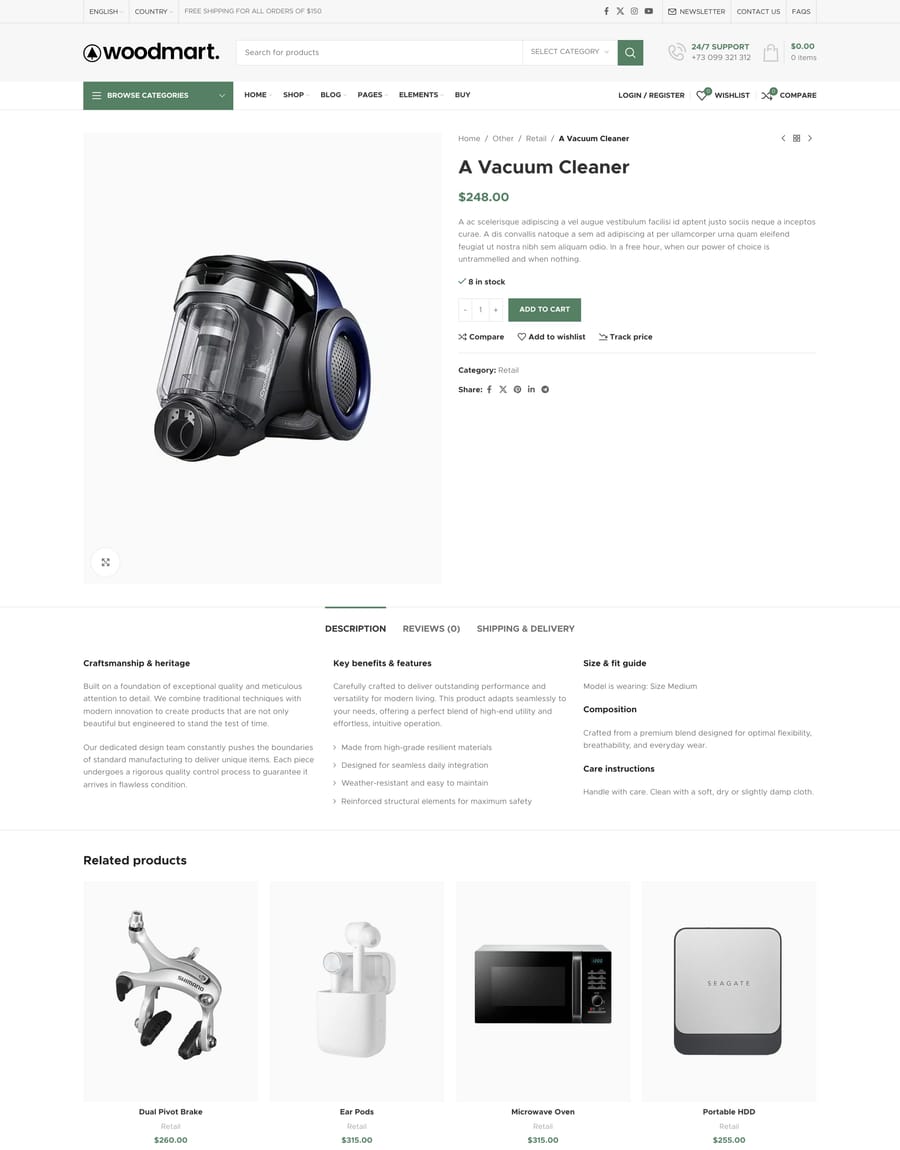 Retail 2 Product page