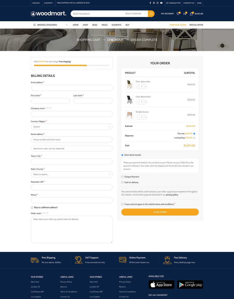Retail Checkout page